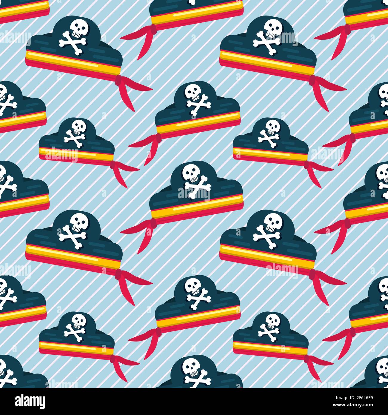 pirate hat seamless pattern vector illustration Stock Vector