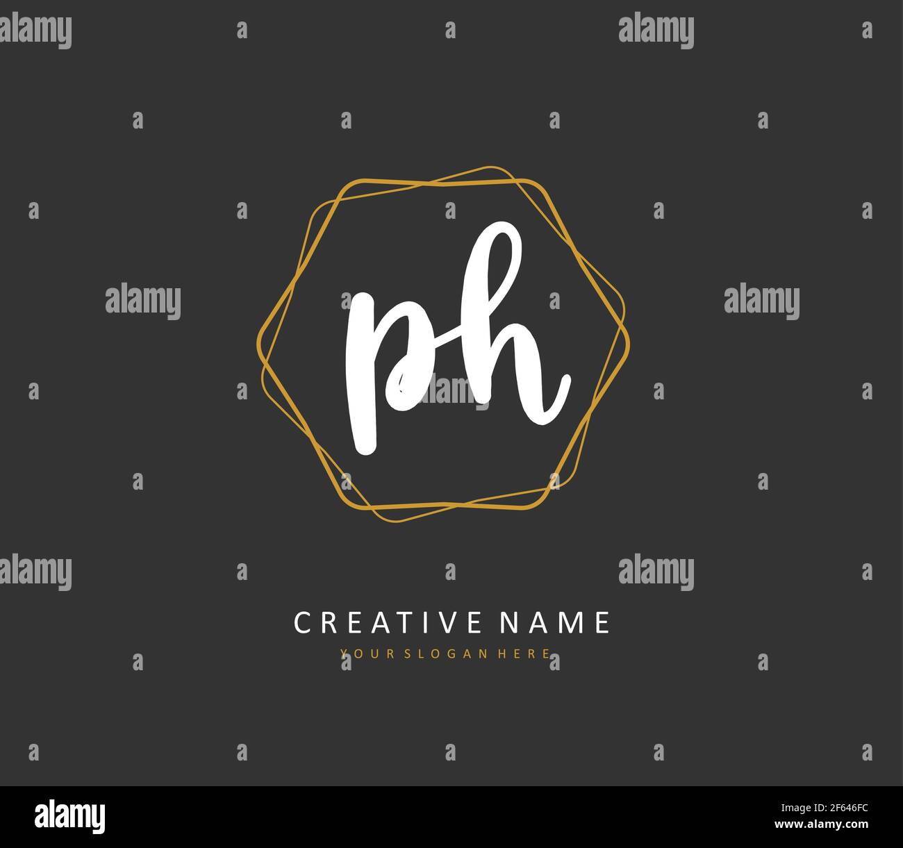 P H PH Initial letter handwriting and signature logo. A concept ...