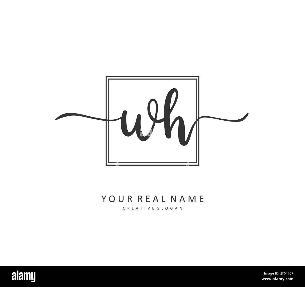 W H WH Initial letter handwriting and signature logo. A concept