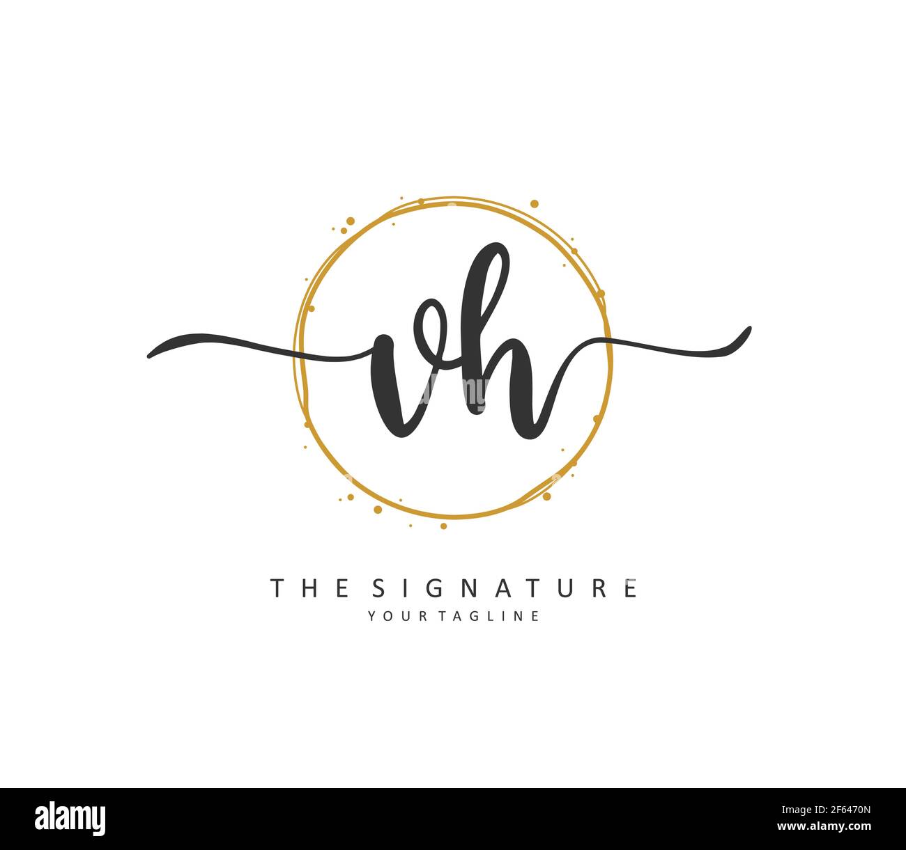 V H VH Initial letter handwriting and signature logo. A concept ...
