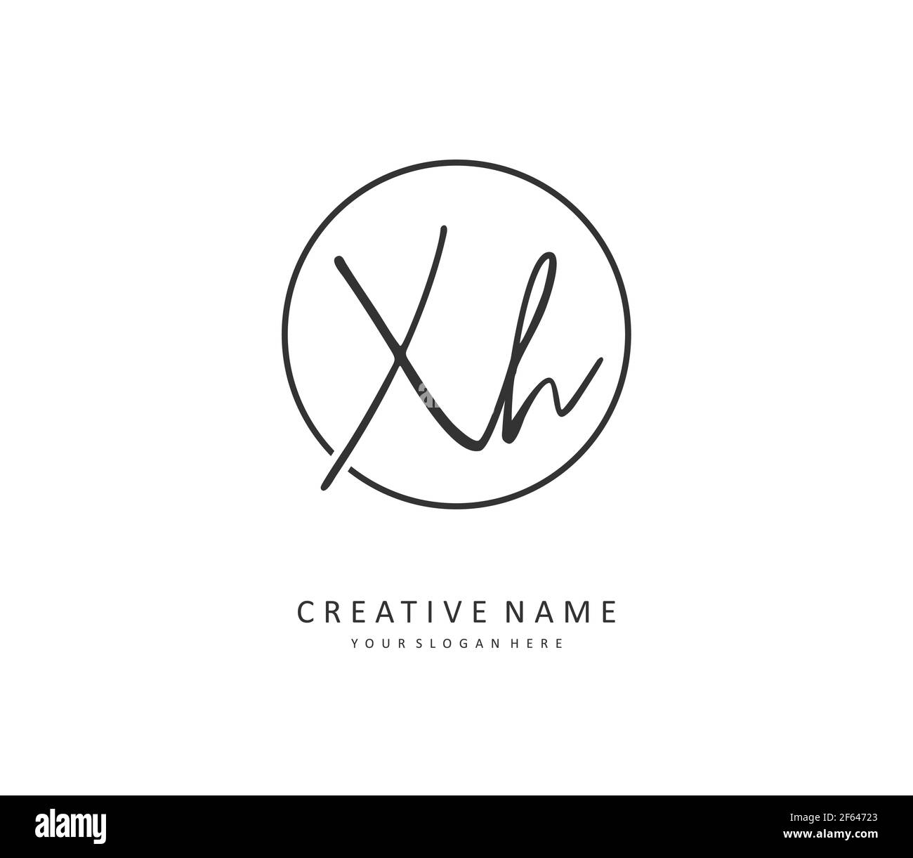 X H XH Initial letter handwriting and signature logo. A concept ...