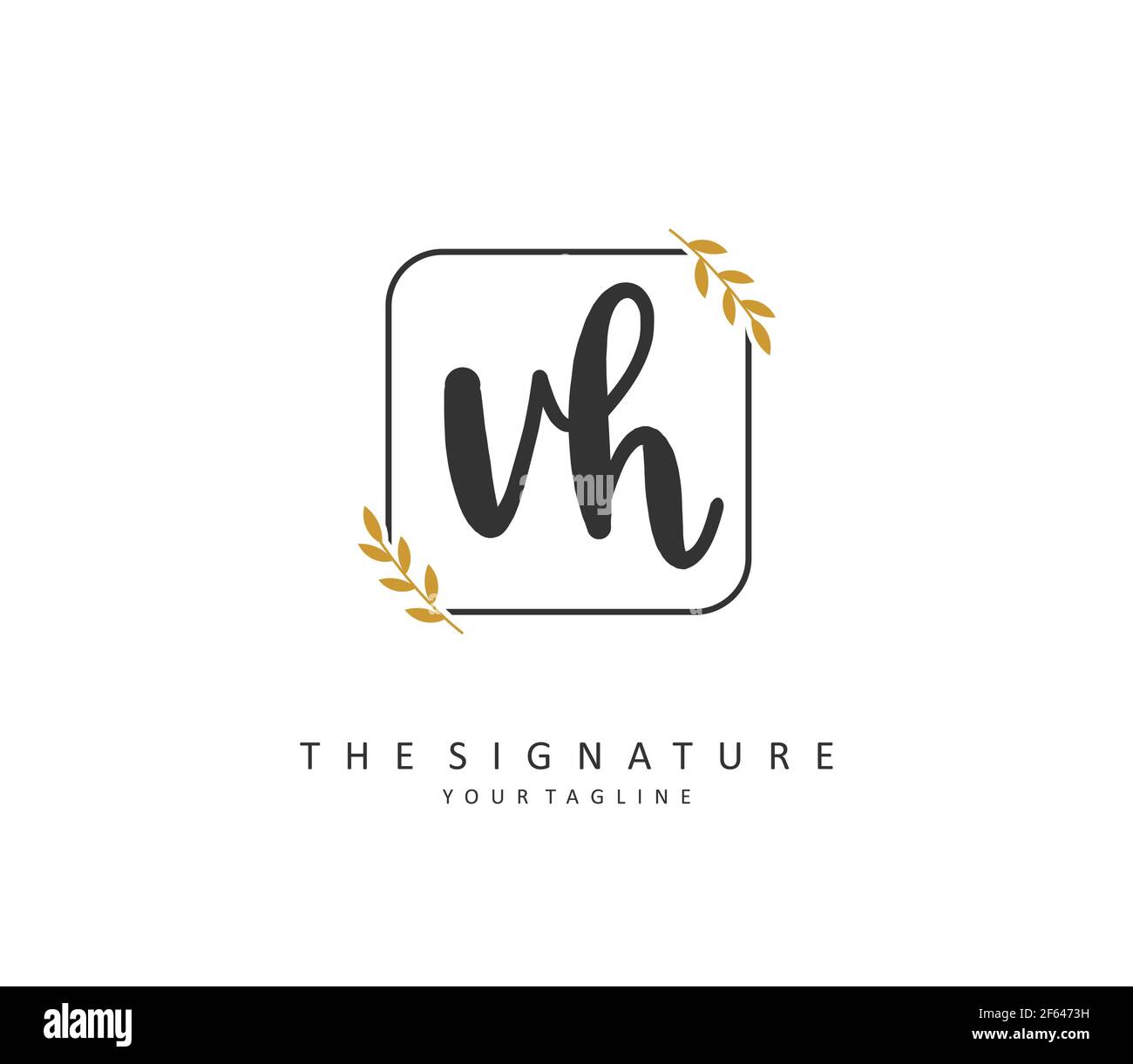 V H VH Initial letter handwriting and signature logo. A concept ...