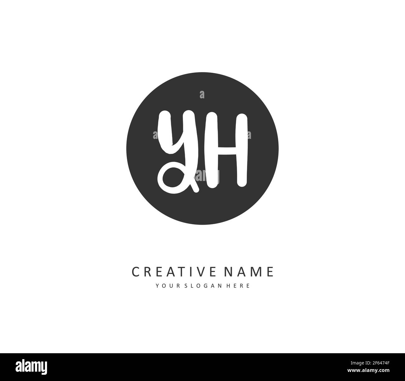 Y H YH Initial letter handwriting and signature logo. A concept ...