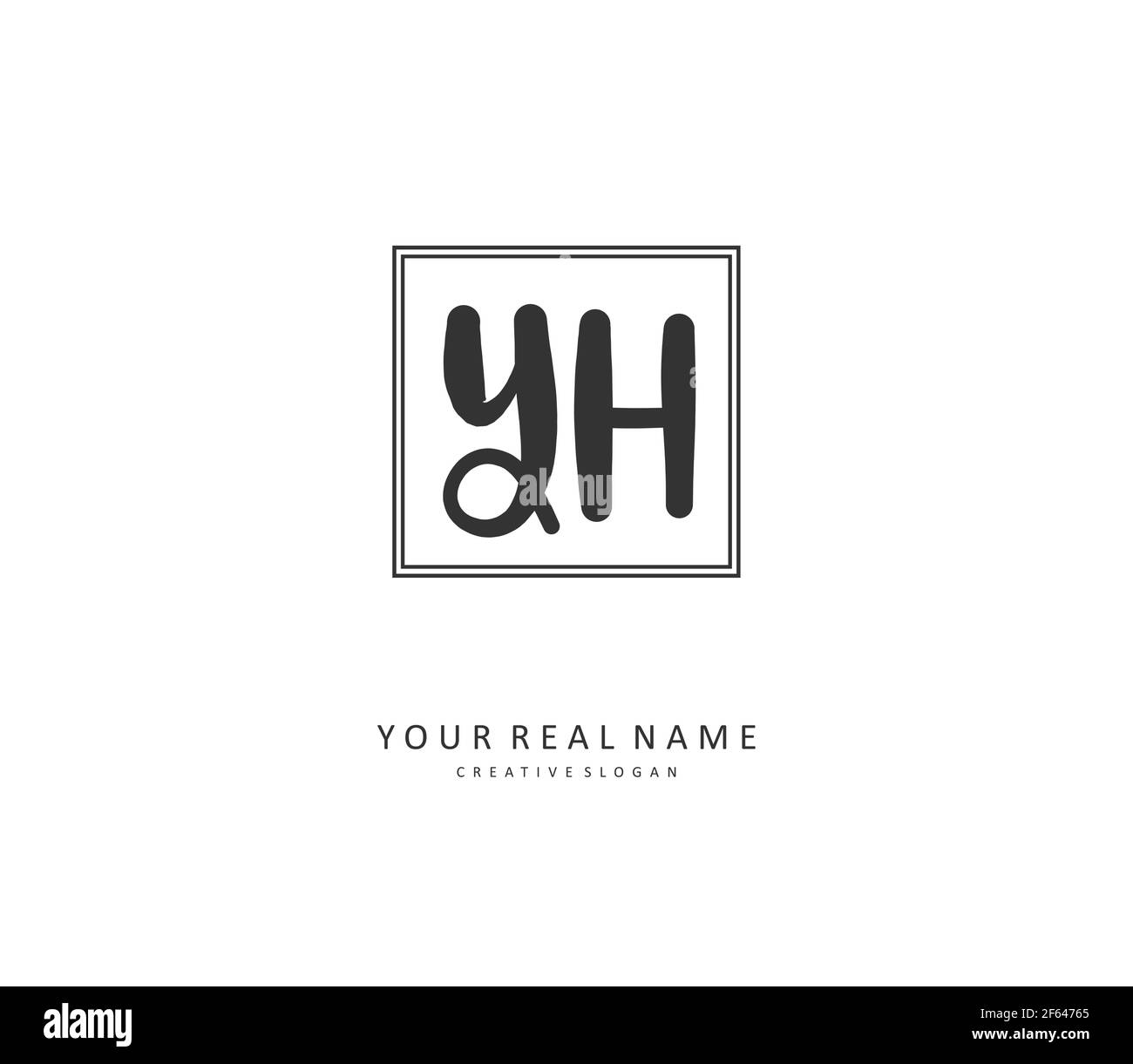 Y H YH Initial letter handwriting and signature logo. A concept ...