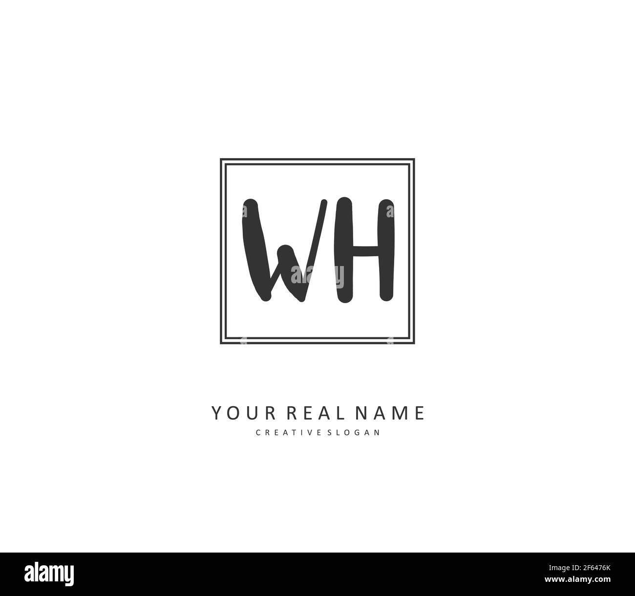 W H WH Initial letter handwriting and signature logo. A concept