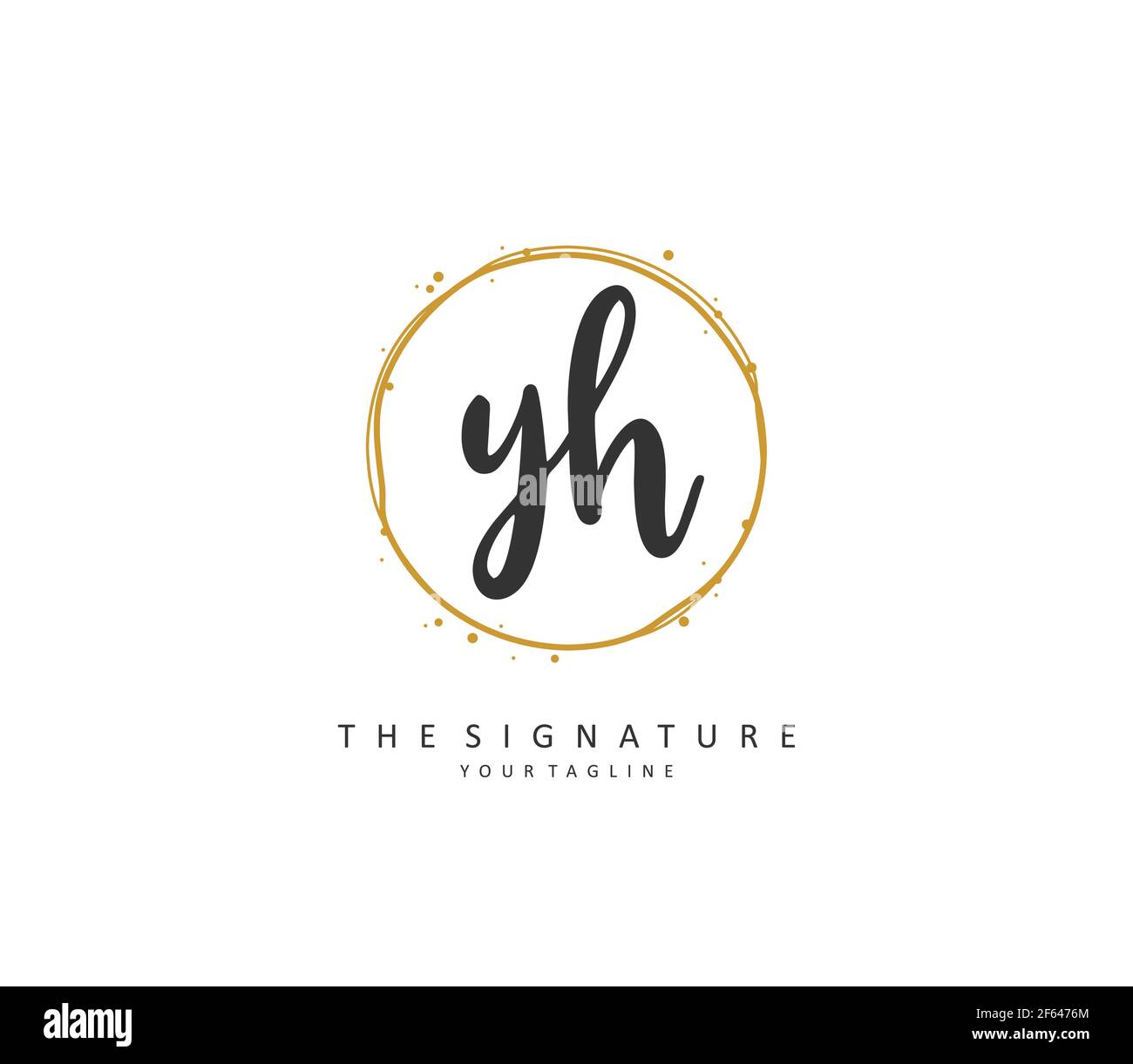 Y H YH Initial letter handwriting and signature logo. A concept