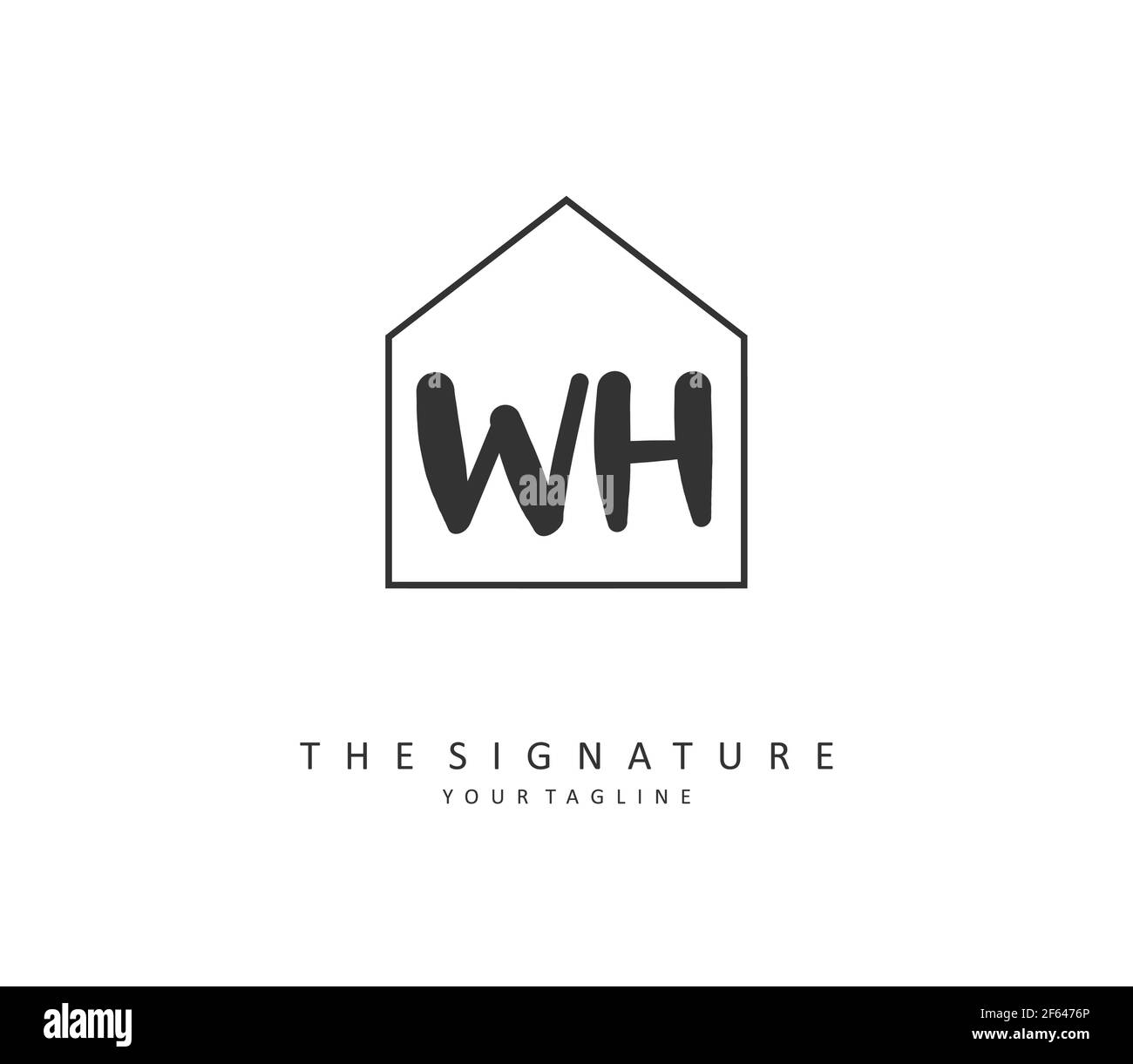 W H WH Initial letter handwriting and signature logo. A concept