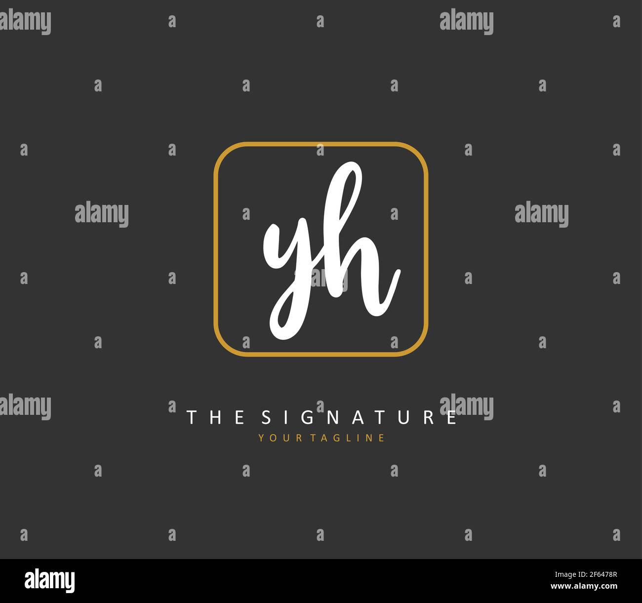 Y H YH Initial letter handwriting and signature logo. A concept