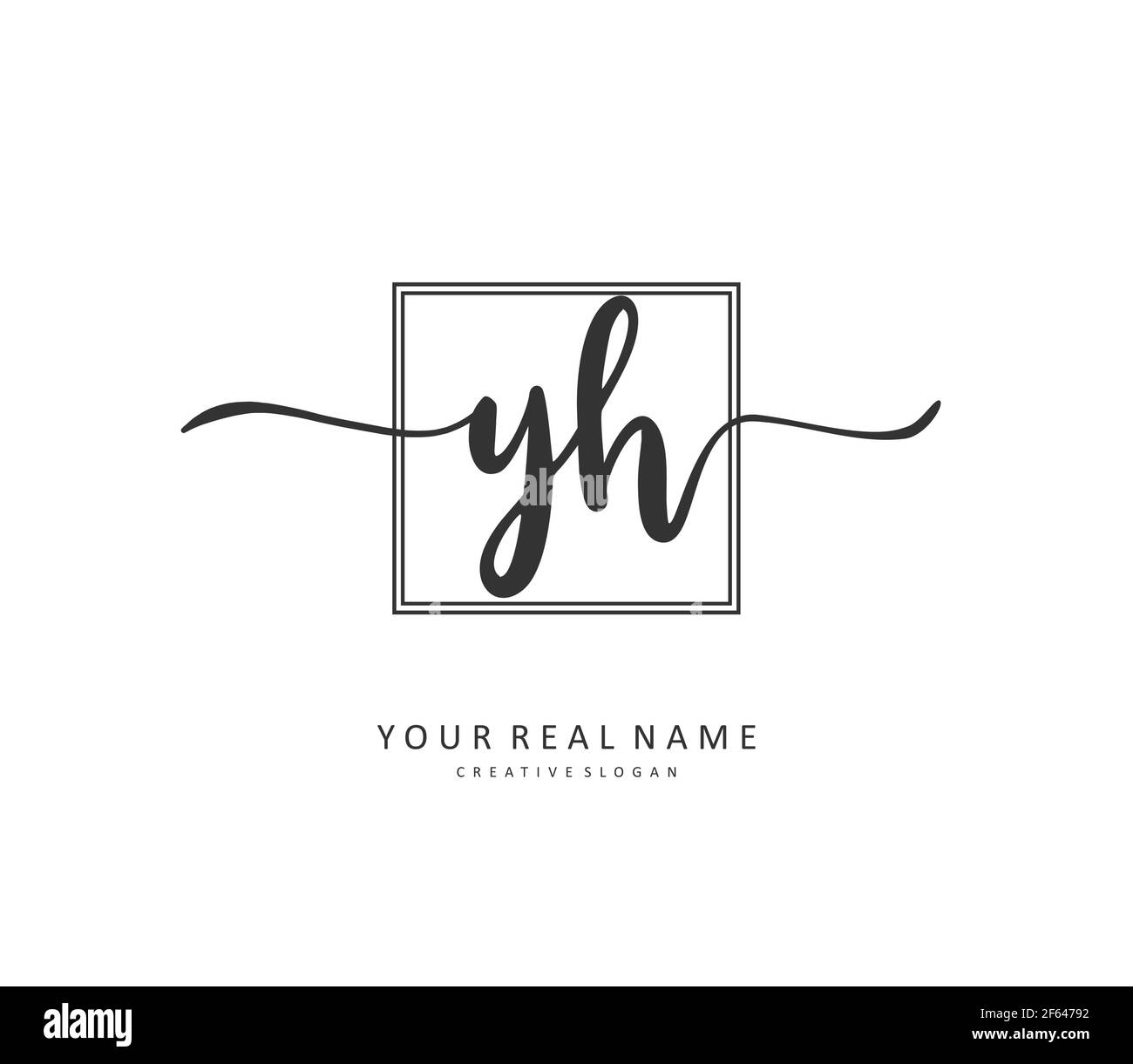 Y H YH Initial letter handwriting and signature logo. A concept ...