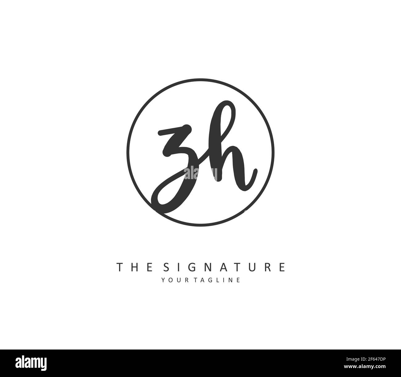 Z H ZH Initial letter handwriting and signature logo. A concept