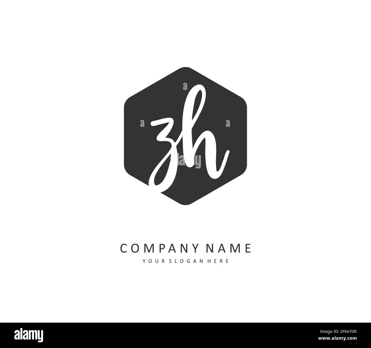 Z H ZH Initial letter handwriting and signature logo. A concept