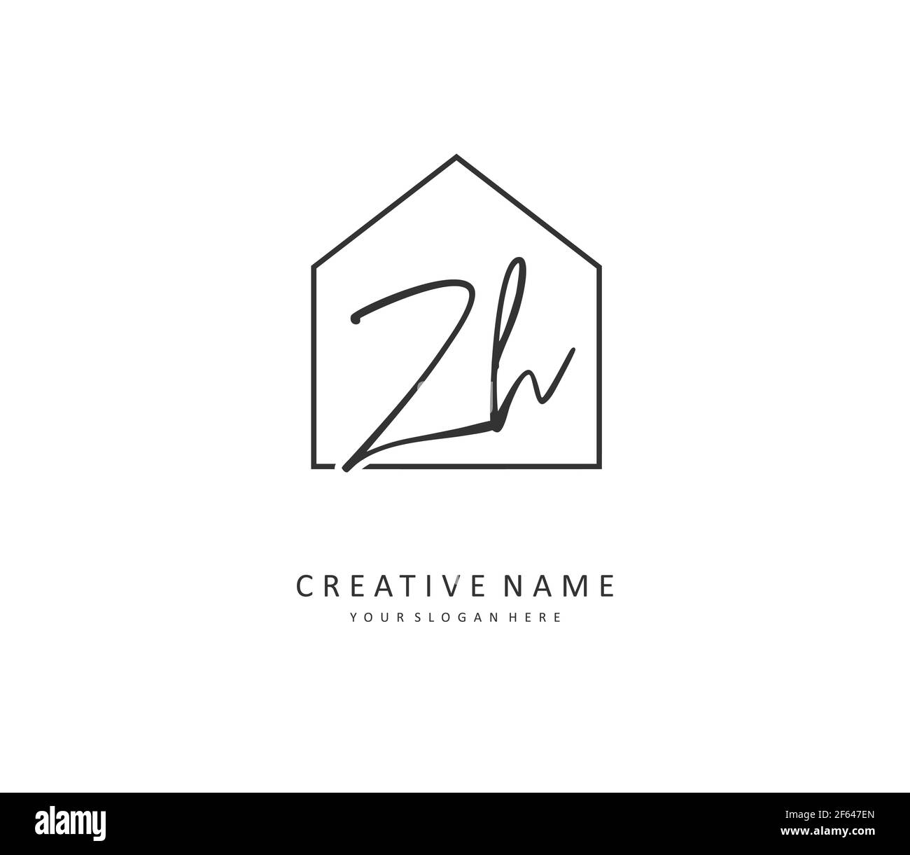 Z H ZH Initial letter handwriting and signature logo. A concept