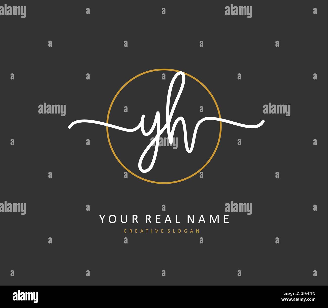 Y H YH Initial letter handwriting and signature logo. A concept ...