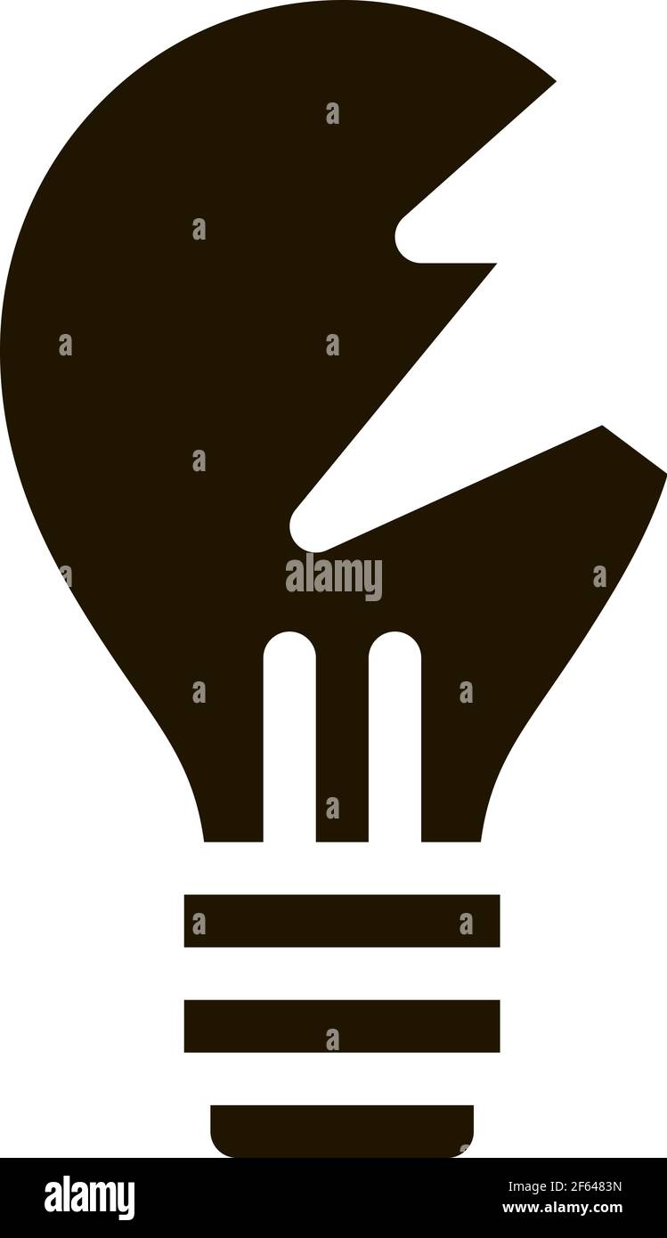 Wrecked Lightbulb Icon Vector Glyph Illustration Stock Vector
