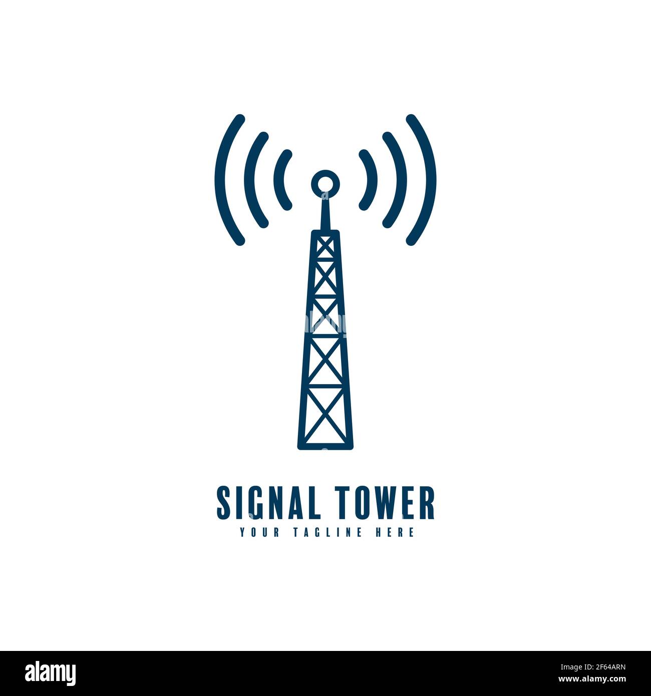 signal tower logo vector design silhouette isolated on white background Stock Vector