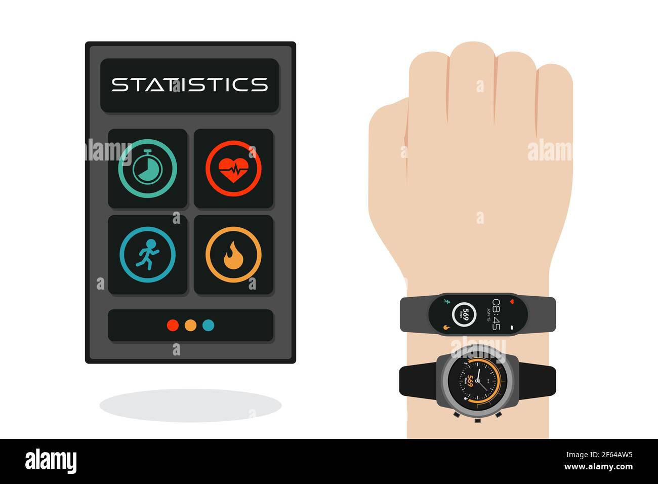 wearable technology human hand fitness activity tracker vector