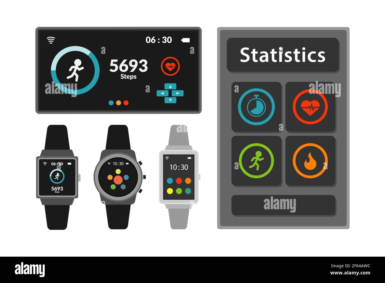 Wearable technology smart watch infographic hires stock photography