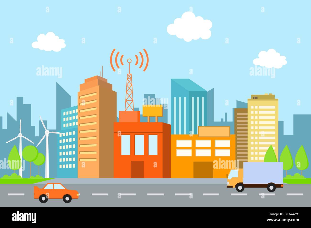 vector illustration of buildings and city traffic Stock Vector Image ...