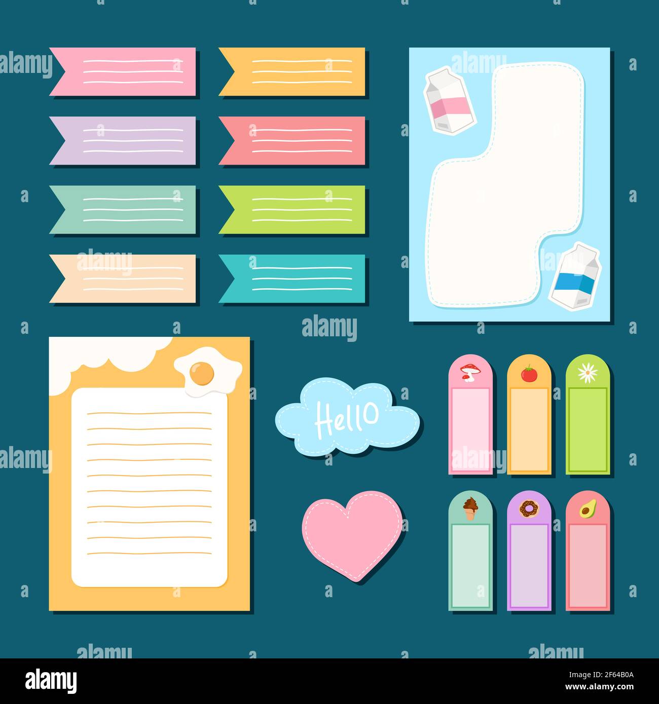 vector design of cute kid\'s note and sticker collection on ...
