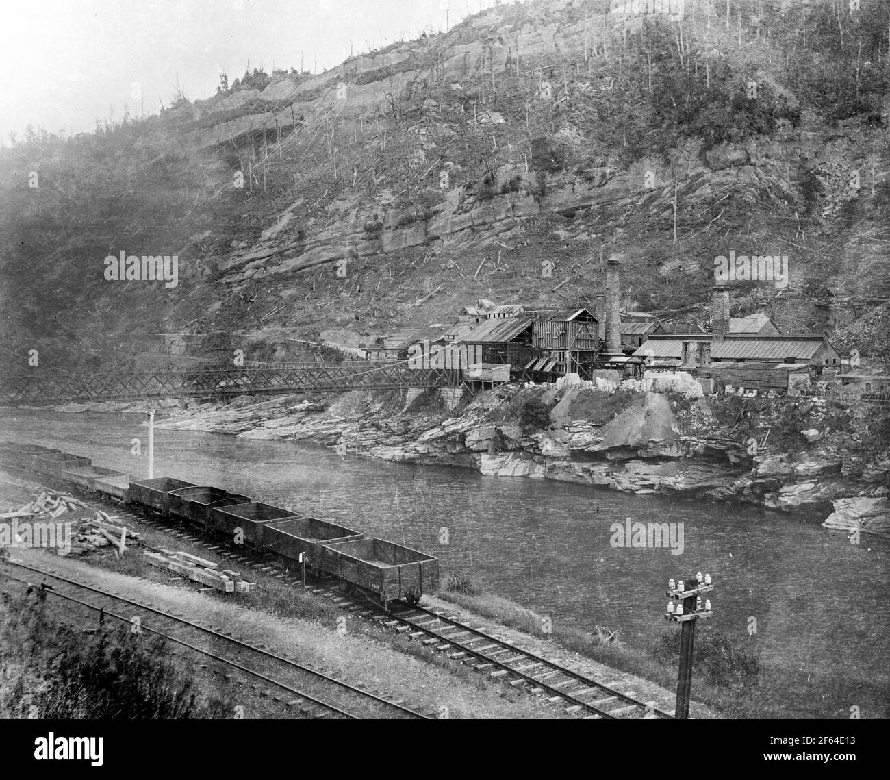 Surface workings at Brunner coal mine, New Zealand, circa 1900. Stock Photo