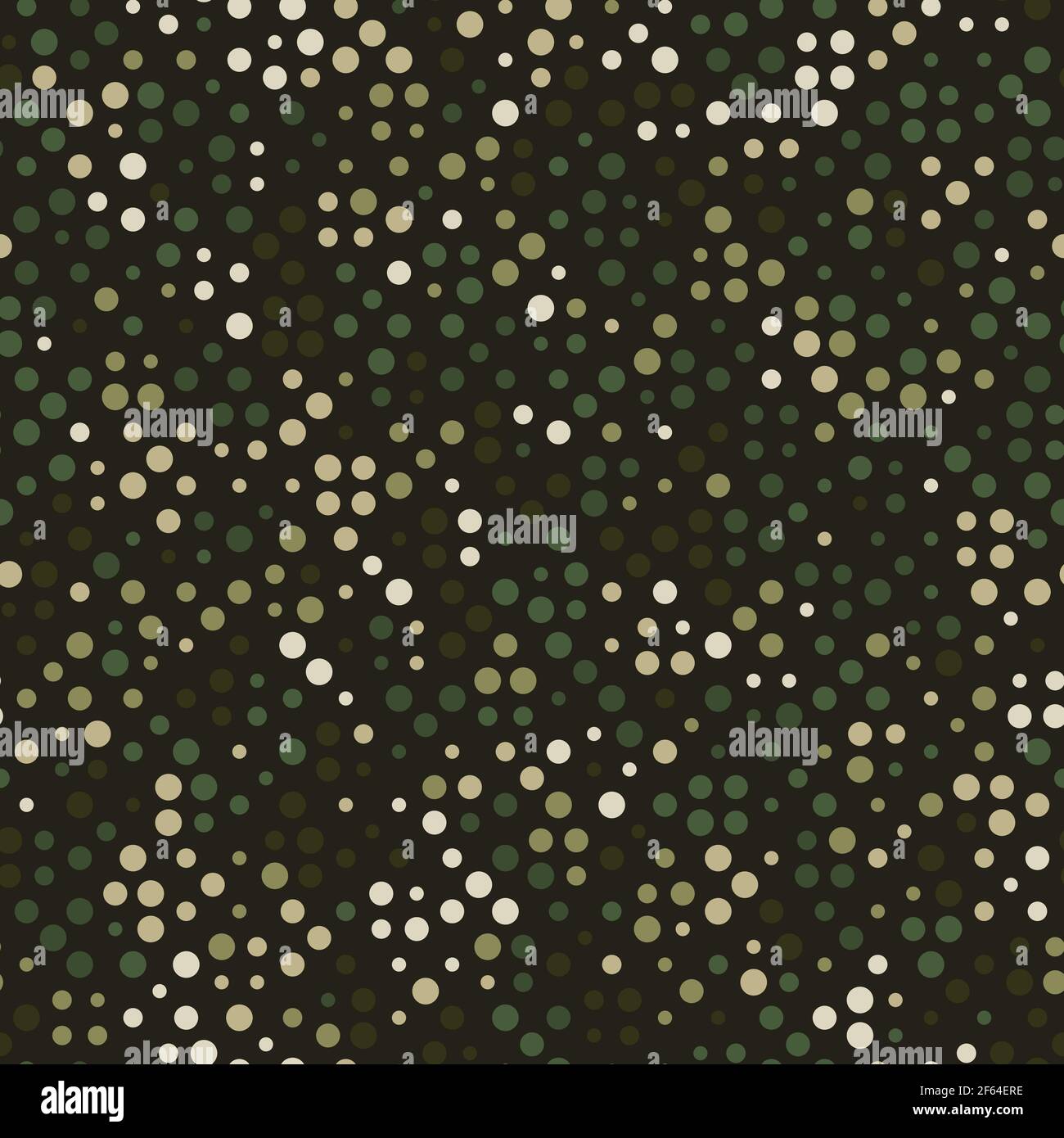 Abstract seamless pattern with khaki colored chaotic circles on dark Stock Vector