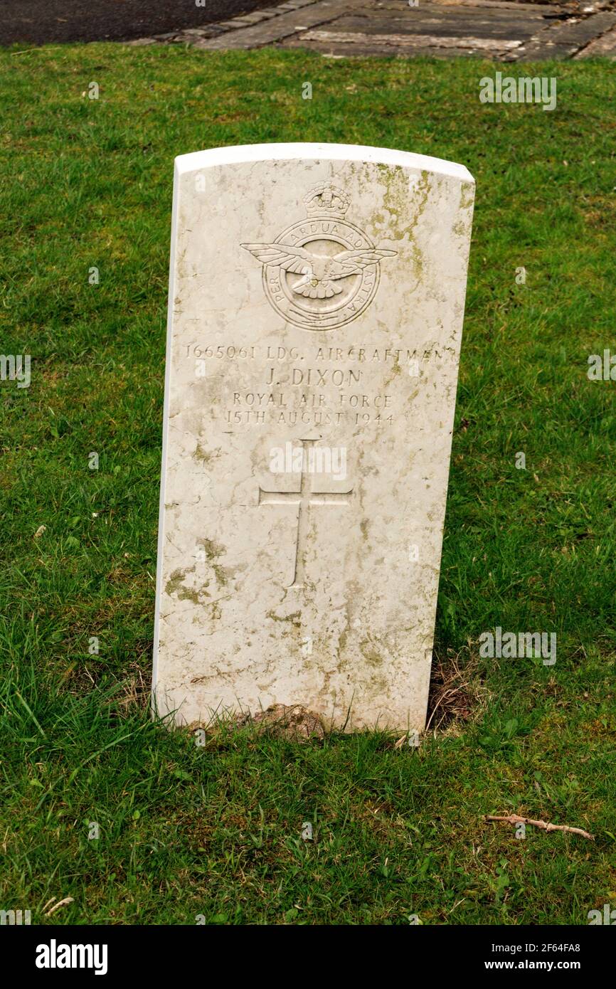 Commonwealth War Grave at All Saints Church, Higher Walton, Lancashire. Stock Photo