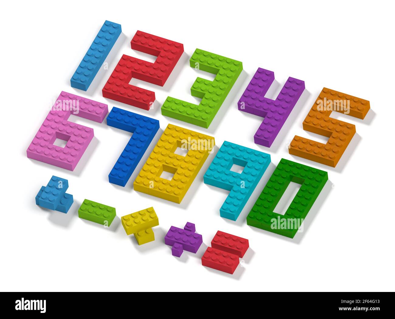 Colorful toy building blocks numbers and mathematic operation symbols 3d  top view learning concept Stock Photo - Alamy