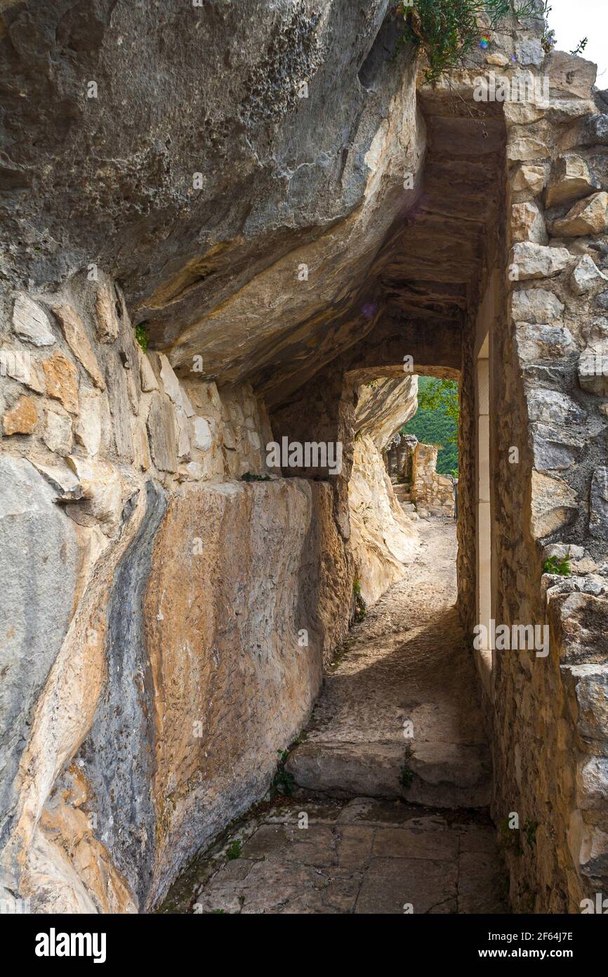 Details of the monastic complex of Santo Spirito in Maiella. Roccamorice, Pescara province, Abruzzo, Italy, Europe Stock Photo