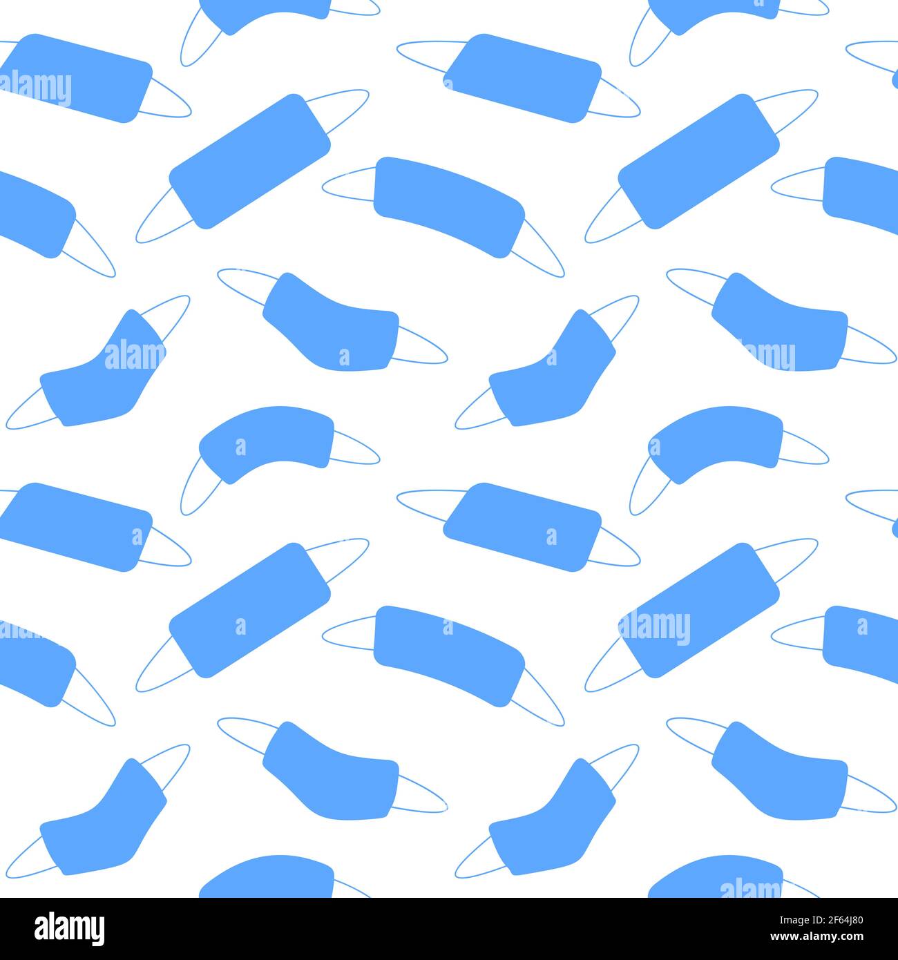 Seamless pattern with blue face masks on white background Stock Vector