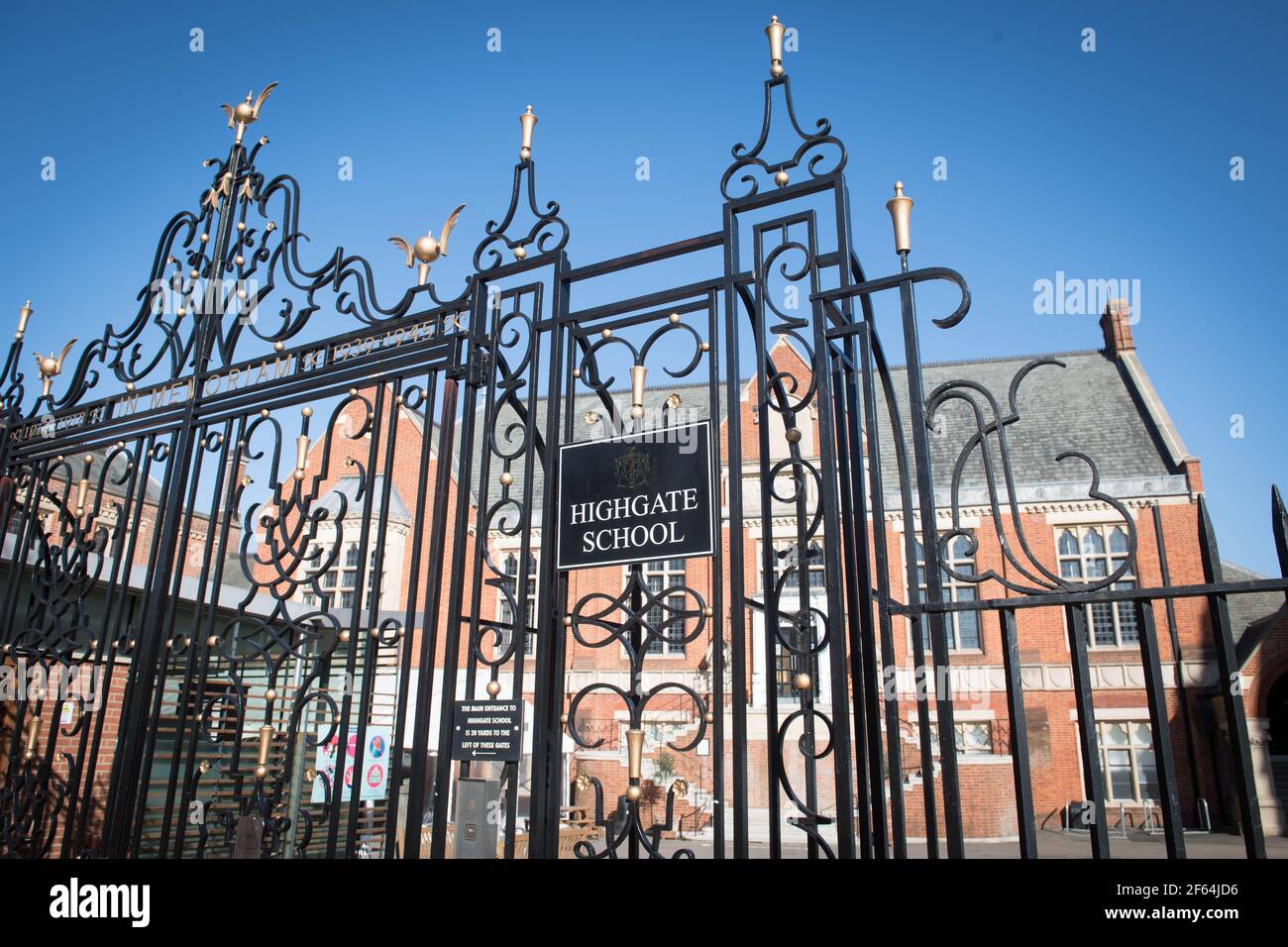 Highgate School in north London. Picture date Monday March 29, 2021