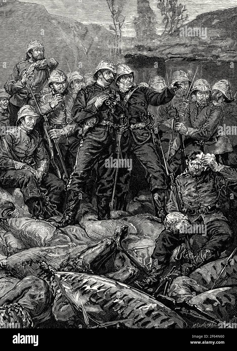 The morning after the Defence of Rorke's Drift, 1879, Anglo-Zulu War Stock Photo