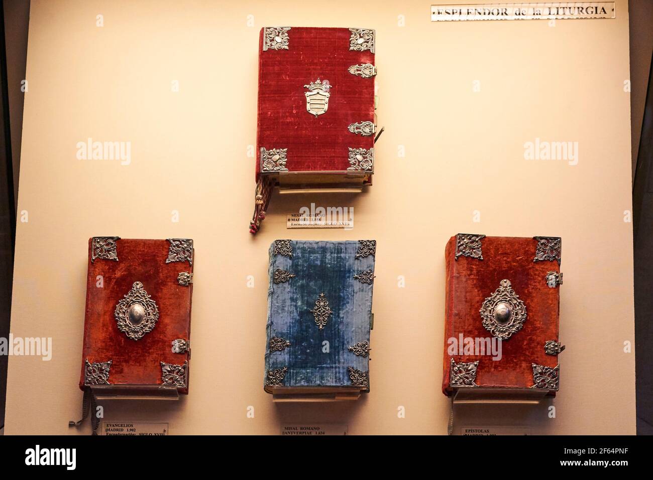 Example of the Epistles, in 18th century binding Exhibited in Museo de San Clemente in the Great Mosque, Cordoba, Cordoba Province, Spain Stock Photo