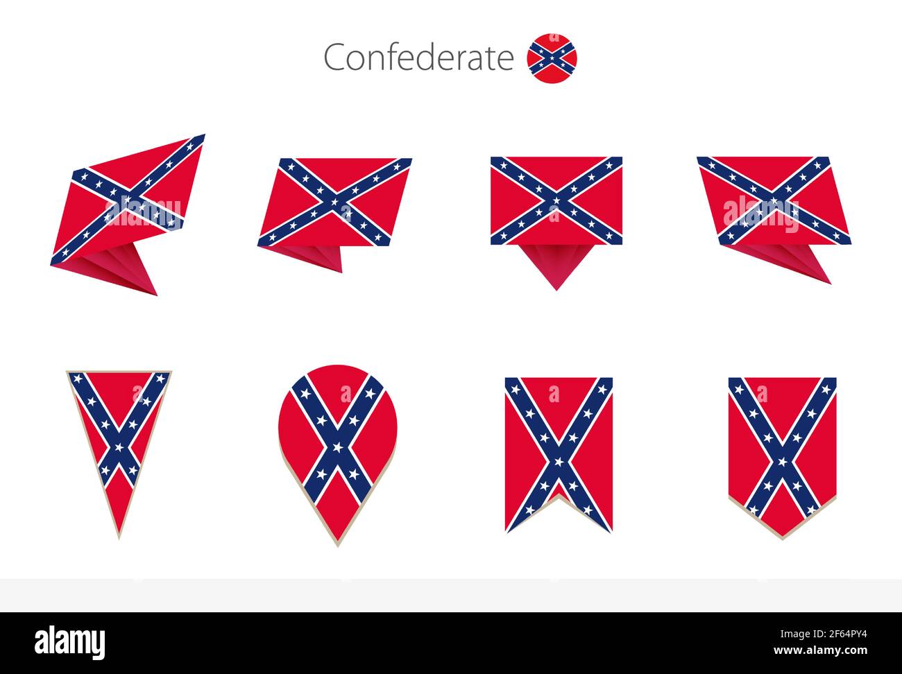 Confederate flag collection, eight versions of Confederate vector flags