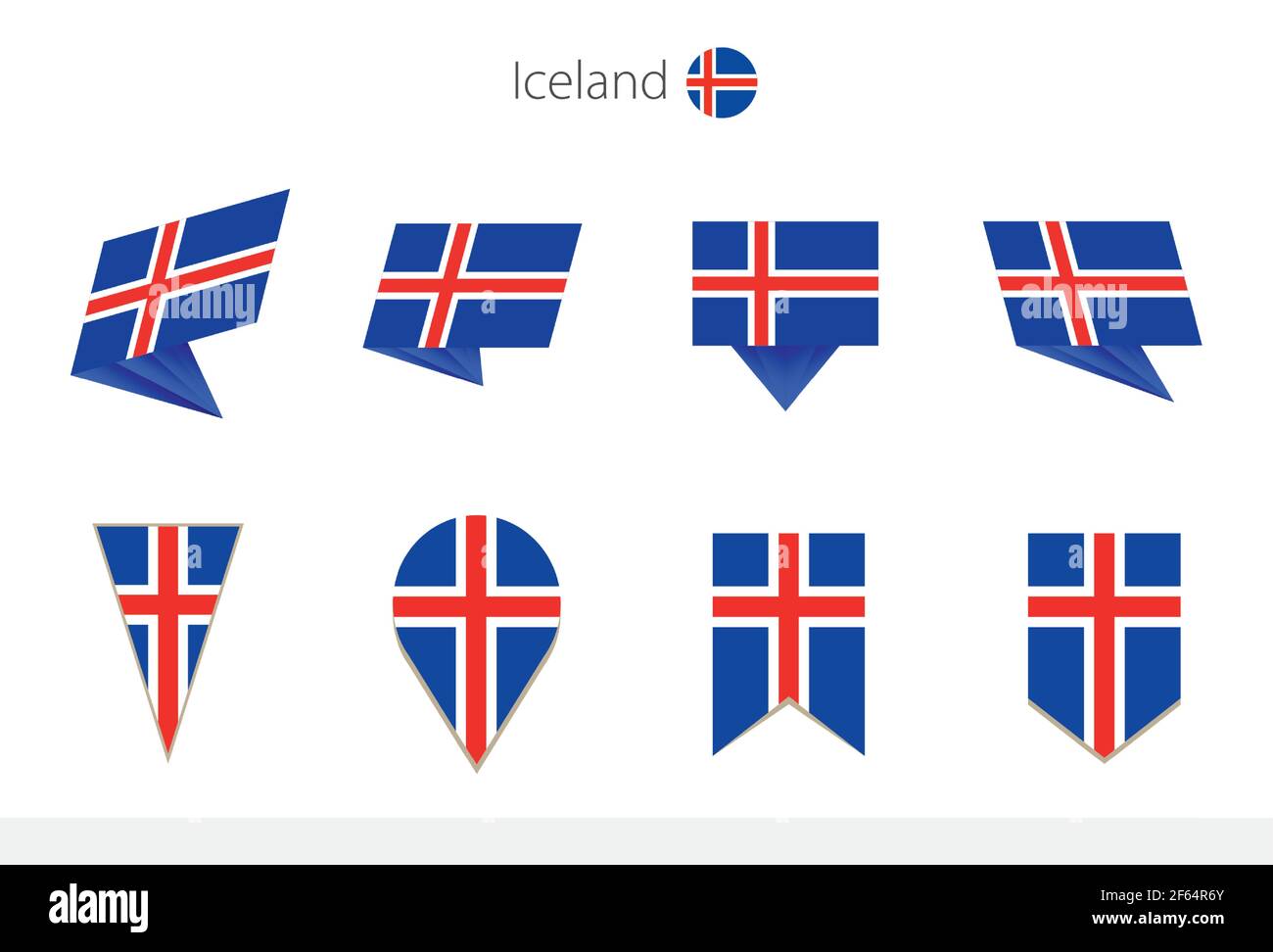 Iceland national flag collection, eight versions of Iceland vector ...