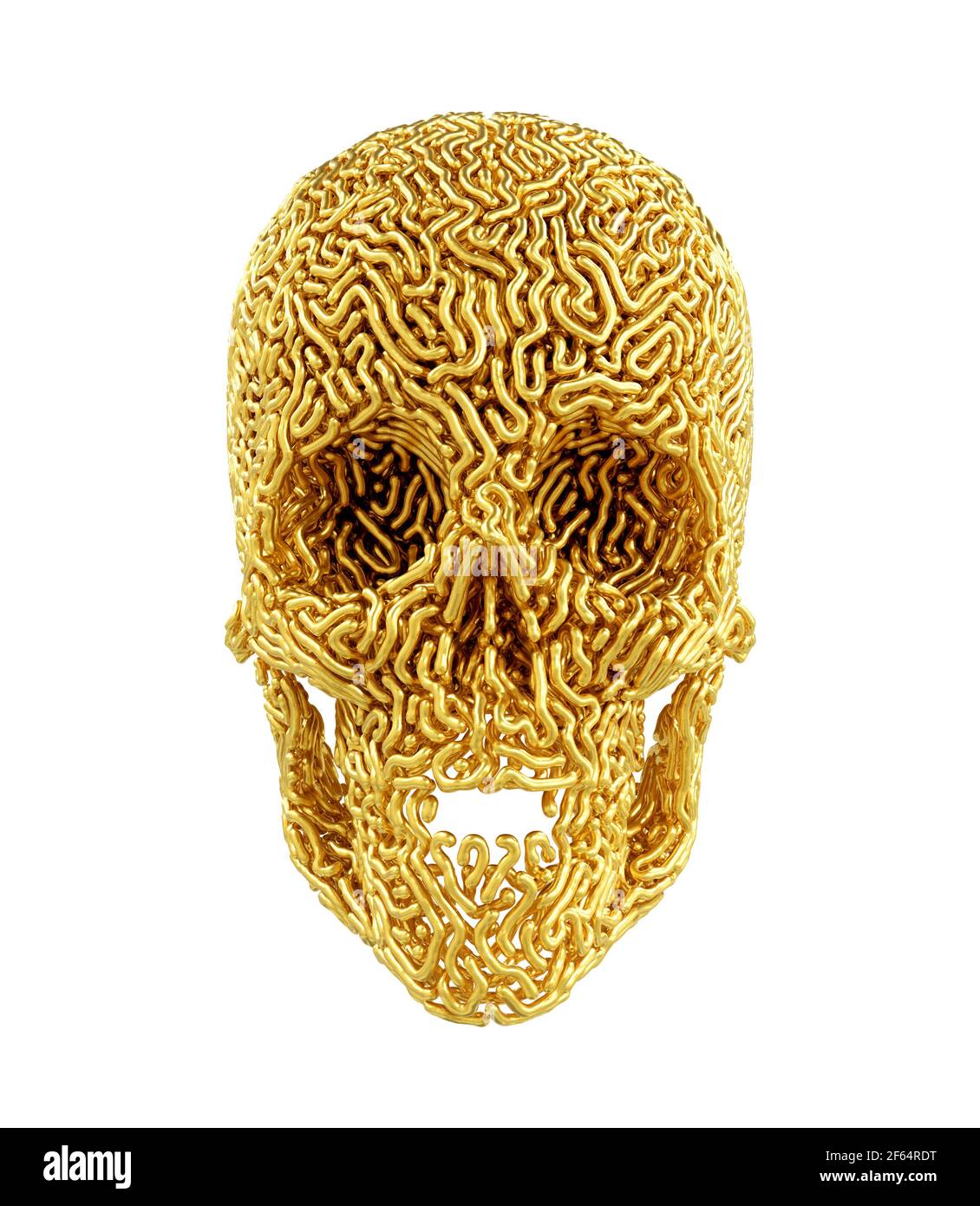 Golden Carved Skull On White Background Stock Photo