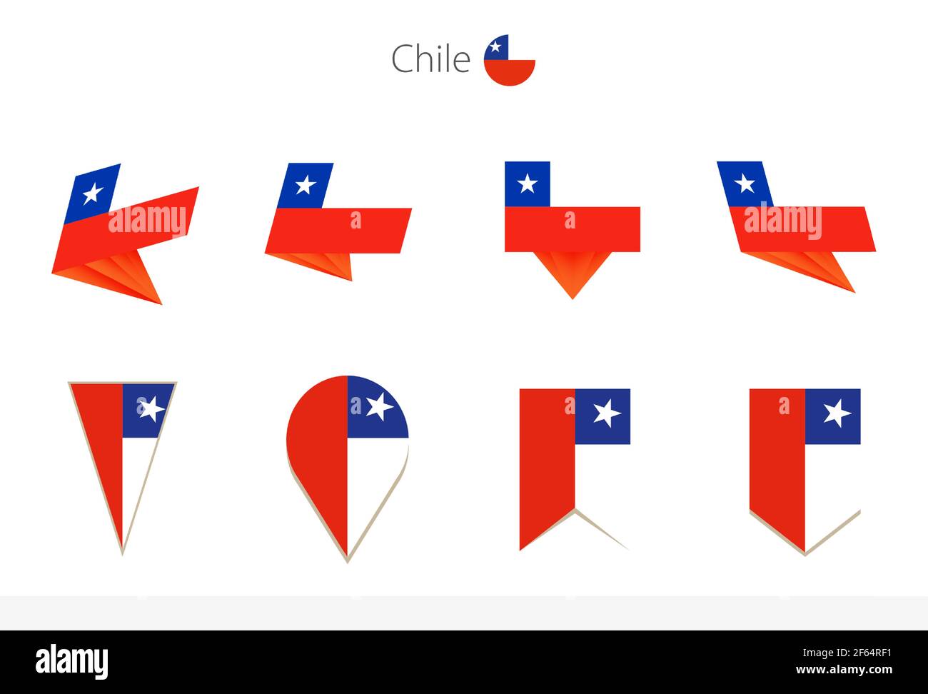 Chile national flag collection, eight versions of Chile vector flags