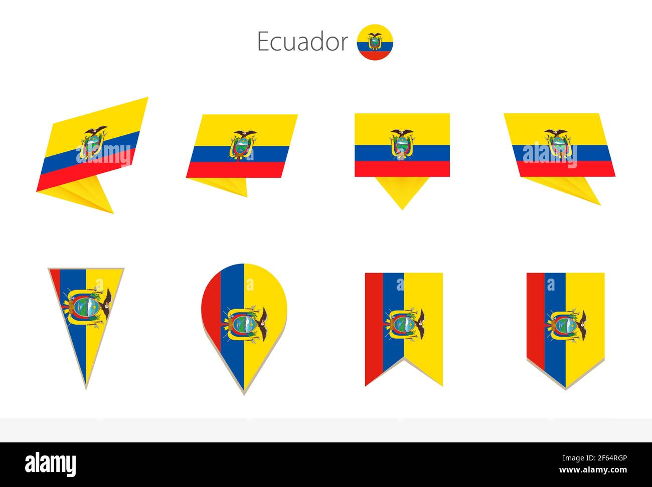 Ecuador national flag collection, eight versions of Ecuador vector