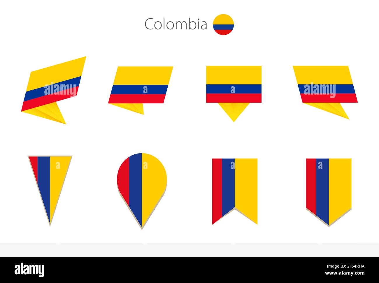 Colombia national flag collection, eight versions of Colombia vector