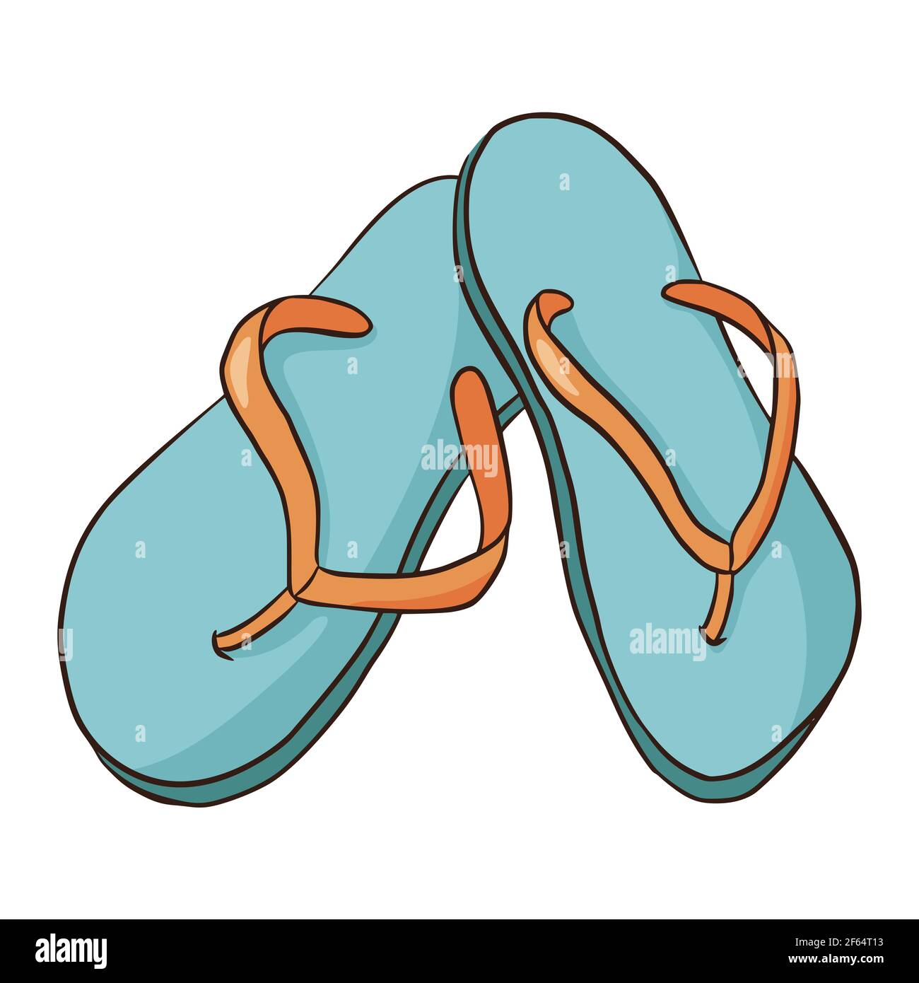 Hand drawn flip flops colourful isolated vector illustration Stock ...
