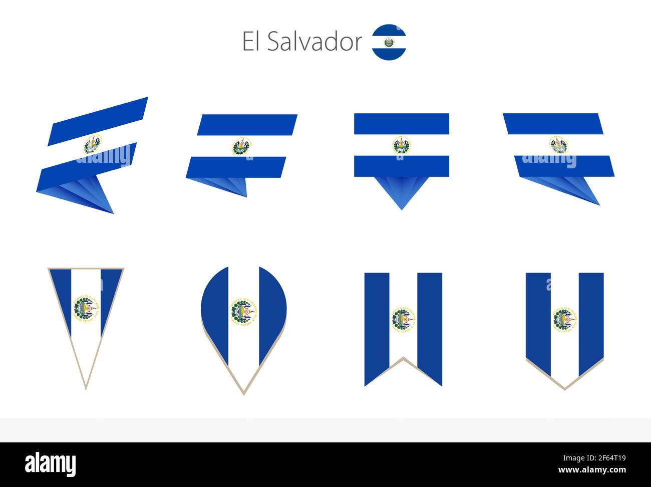 El Salvador national flag collection, eight versions of El Salvador
