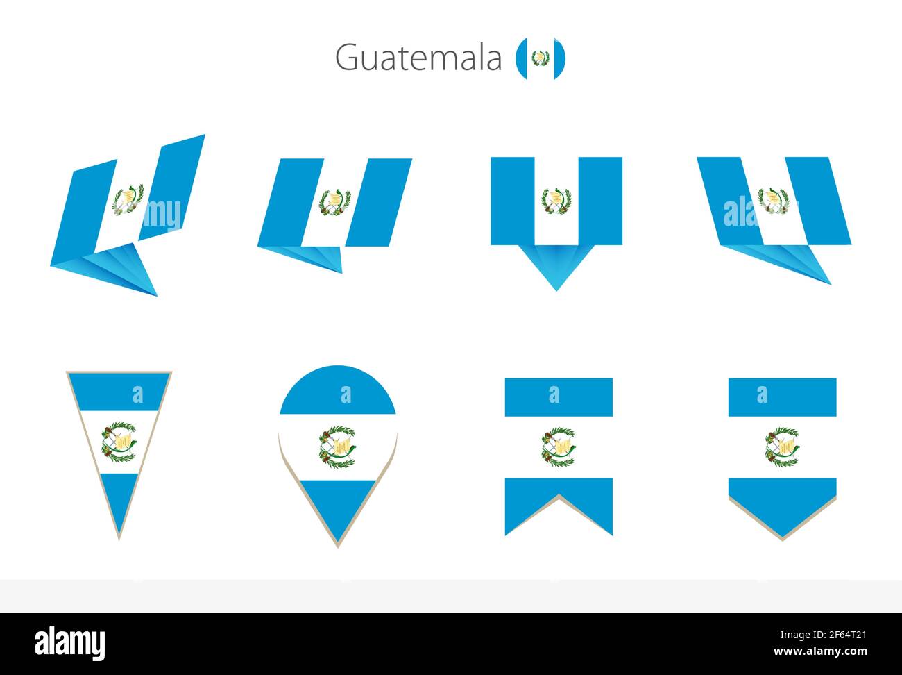 Guatemala national flag collection, eight versions of Guatemala vector flags. Vector
