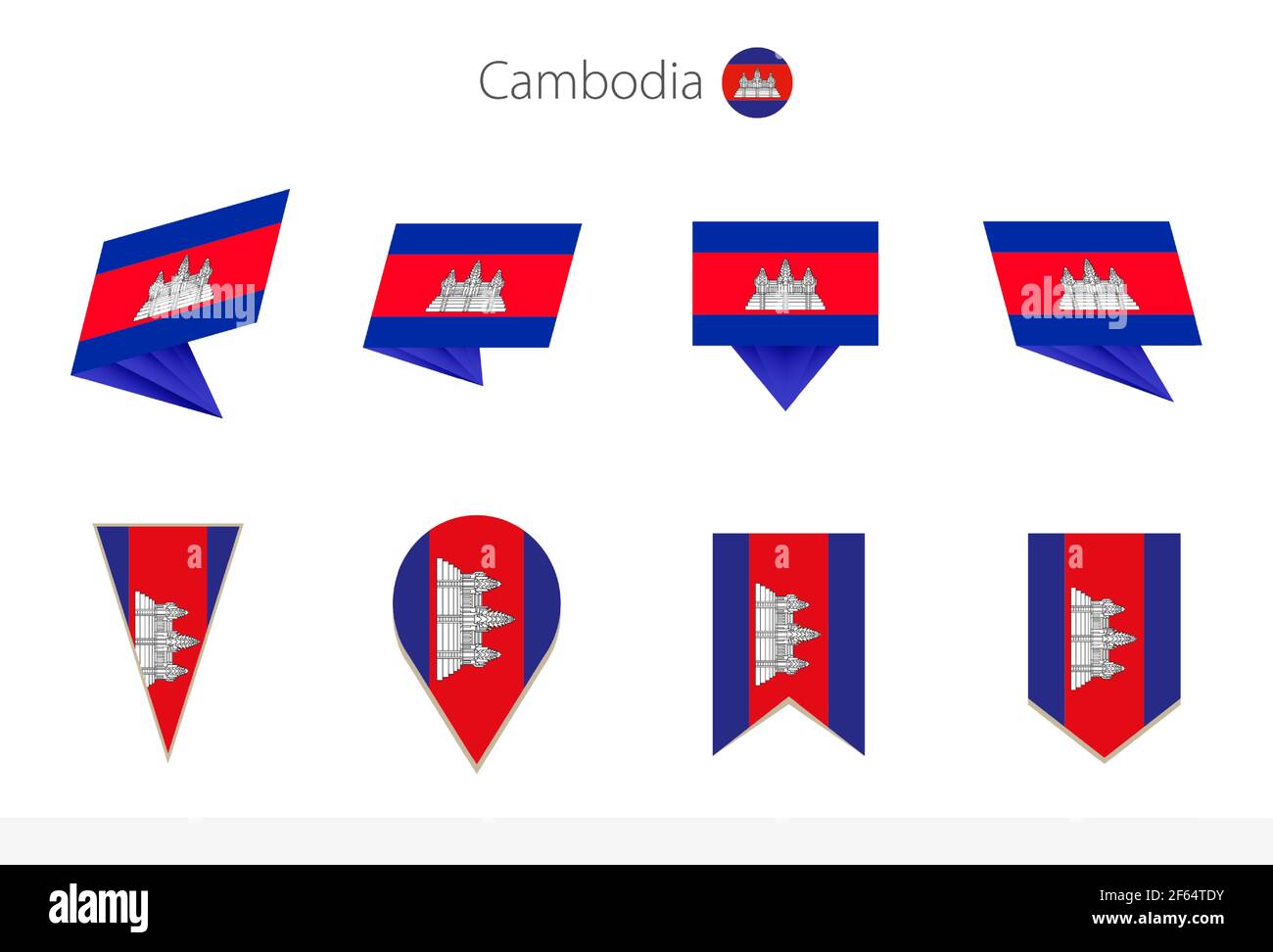 Cambodia national flag collection, eight versions of Cambodia vector ...