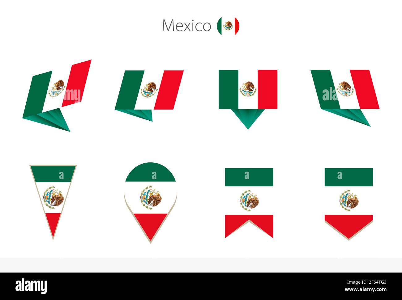 Mexico national flag collection, eight versions of Mexico vector flags ...