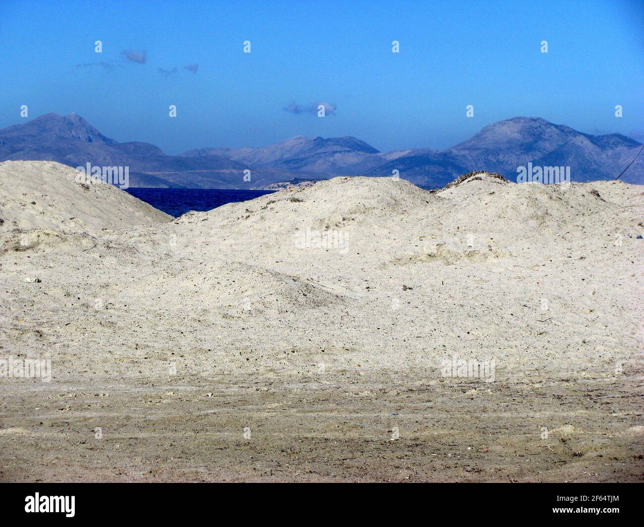 white sand dune on Marmari beach Kos island Greece Stock Photo