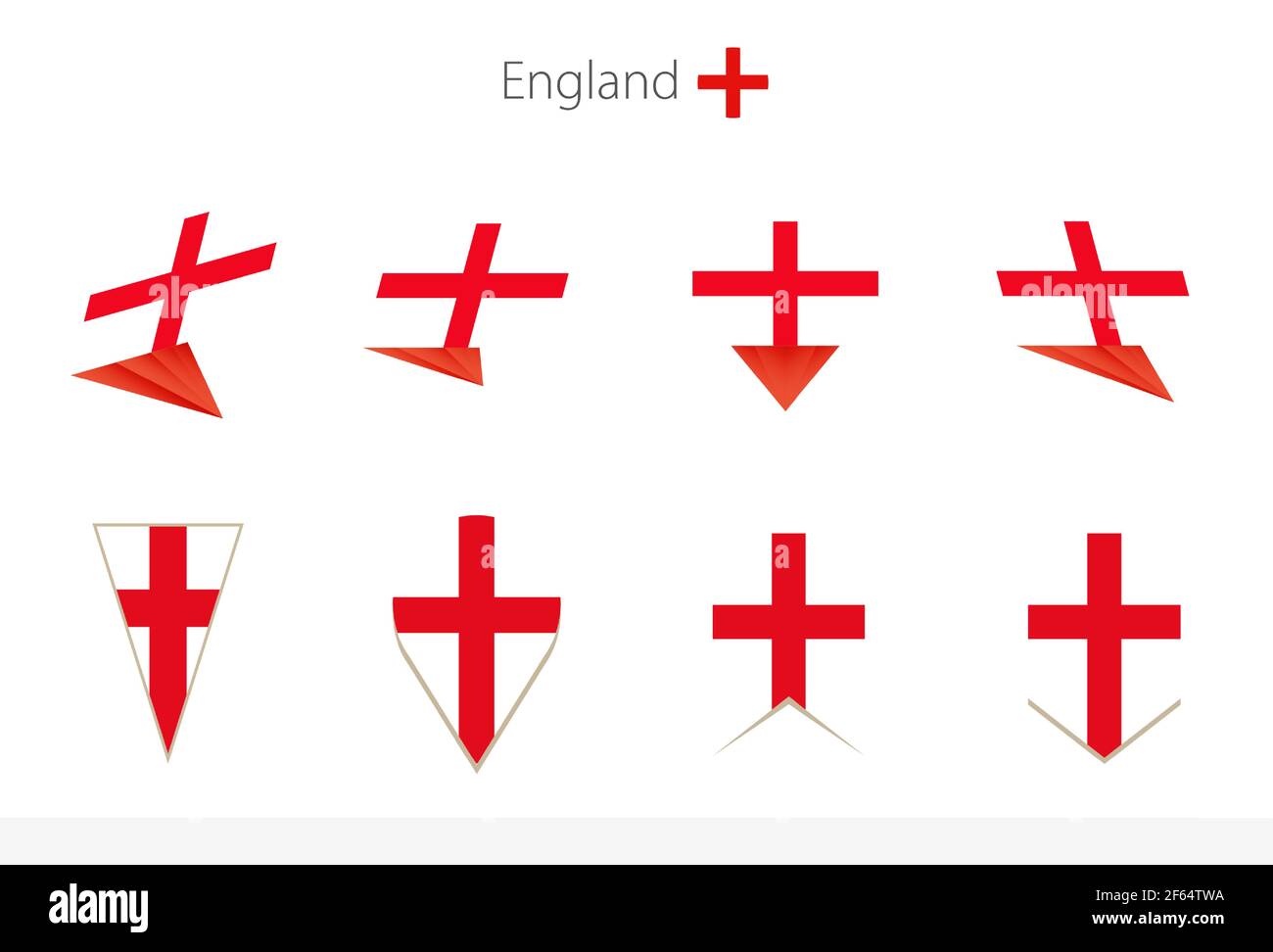 England national flag collection, eight versions of England vector