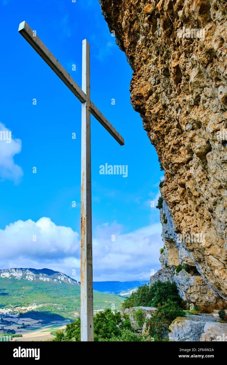 Cross in a viewpoint. Stock Photo