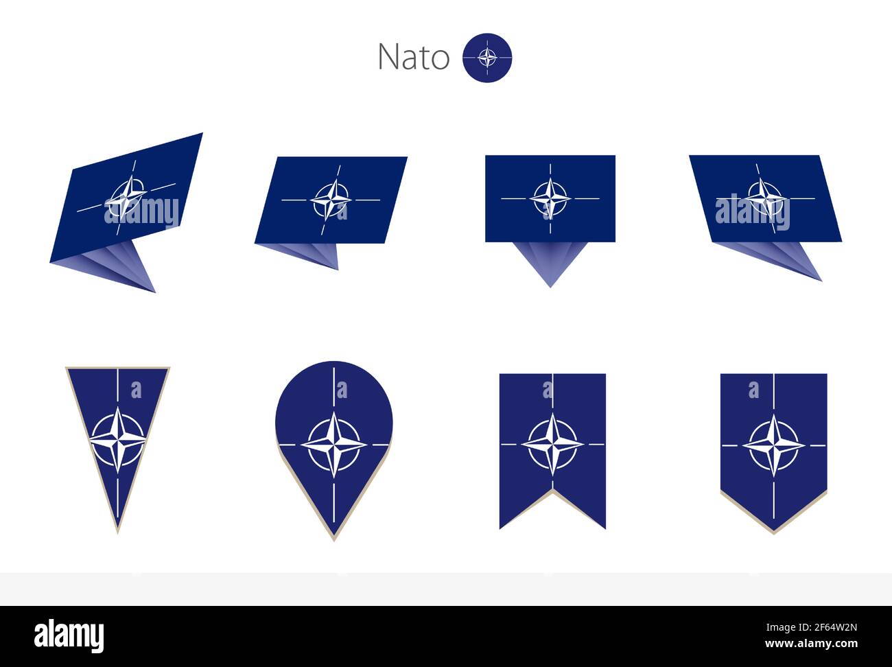 Nato national flag collection, eight versions of Nato vector flags
