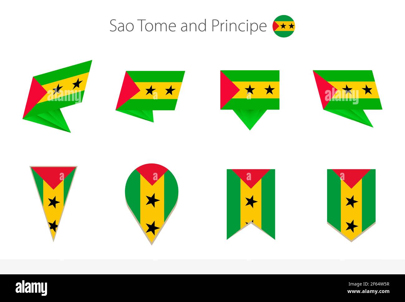 Sao Tome and Principe national flag collection, eight versions of Sao