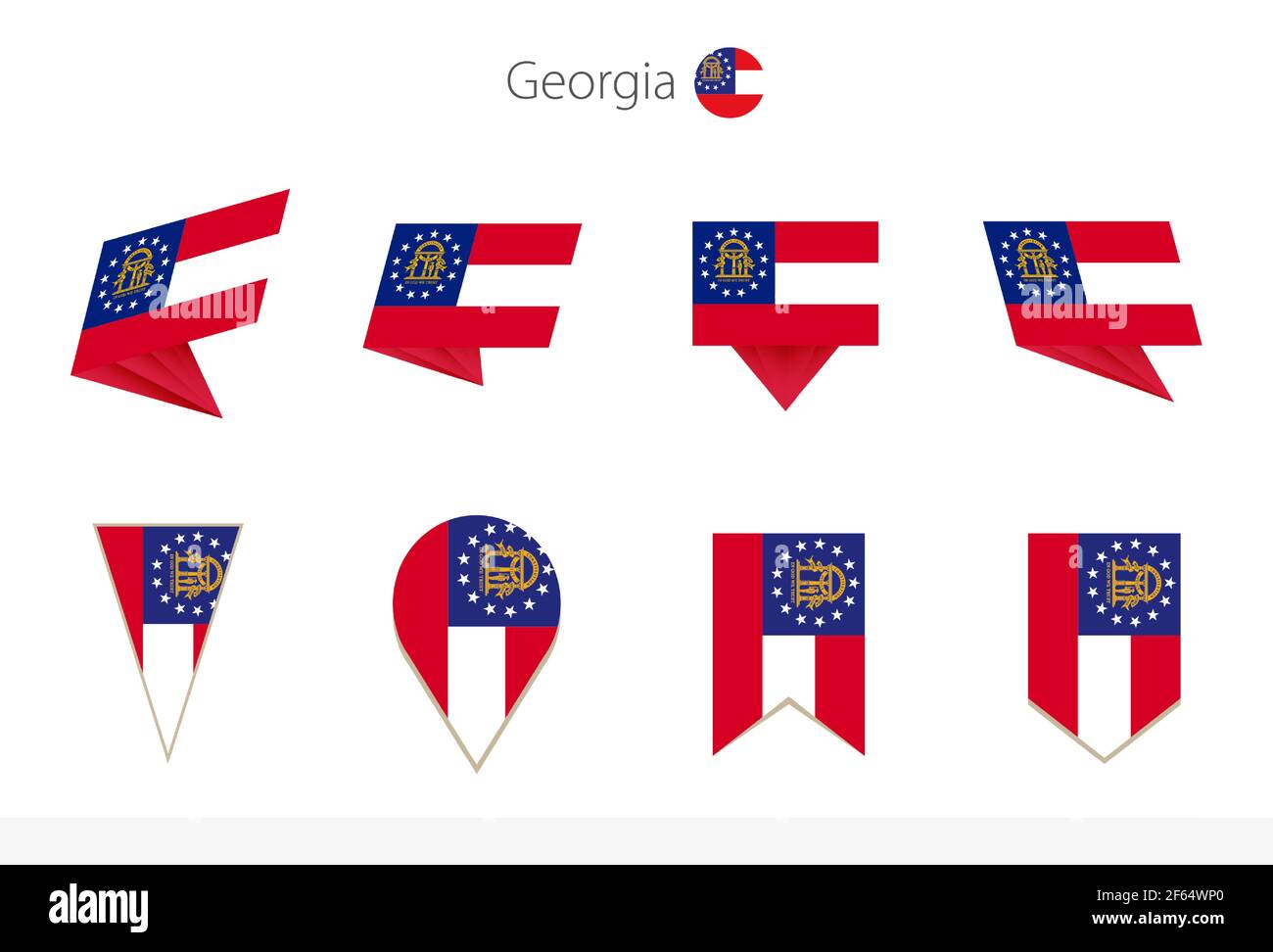 US State flag collection, eight versions of vector