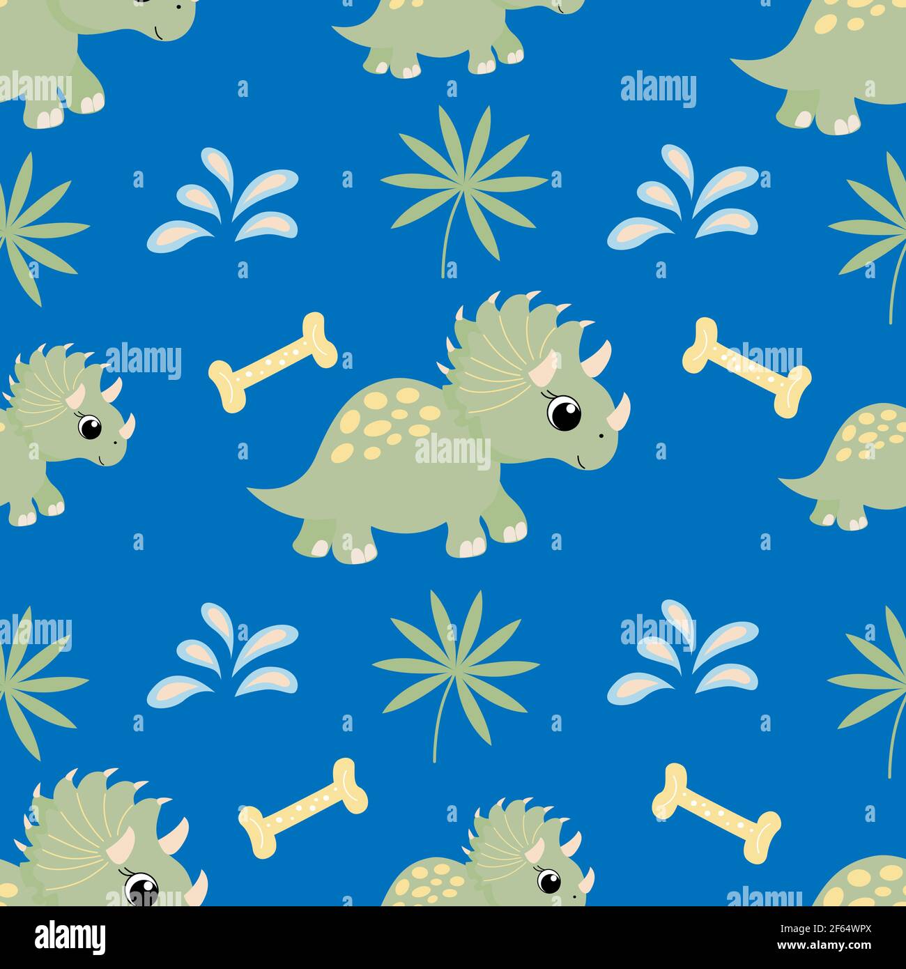 Seamless pattern dinosaur on a blue background Stock Vector